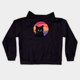 Upset Cat in front of Sunset Kids Hoodie